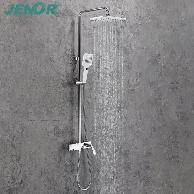 Bathroom Brass 3 Way Shower Set Wall Mounted Rain Shower Head Air Injection Hot And Cold Mixer Shower System